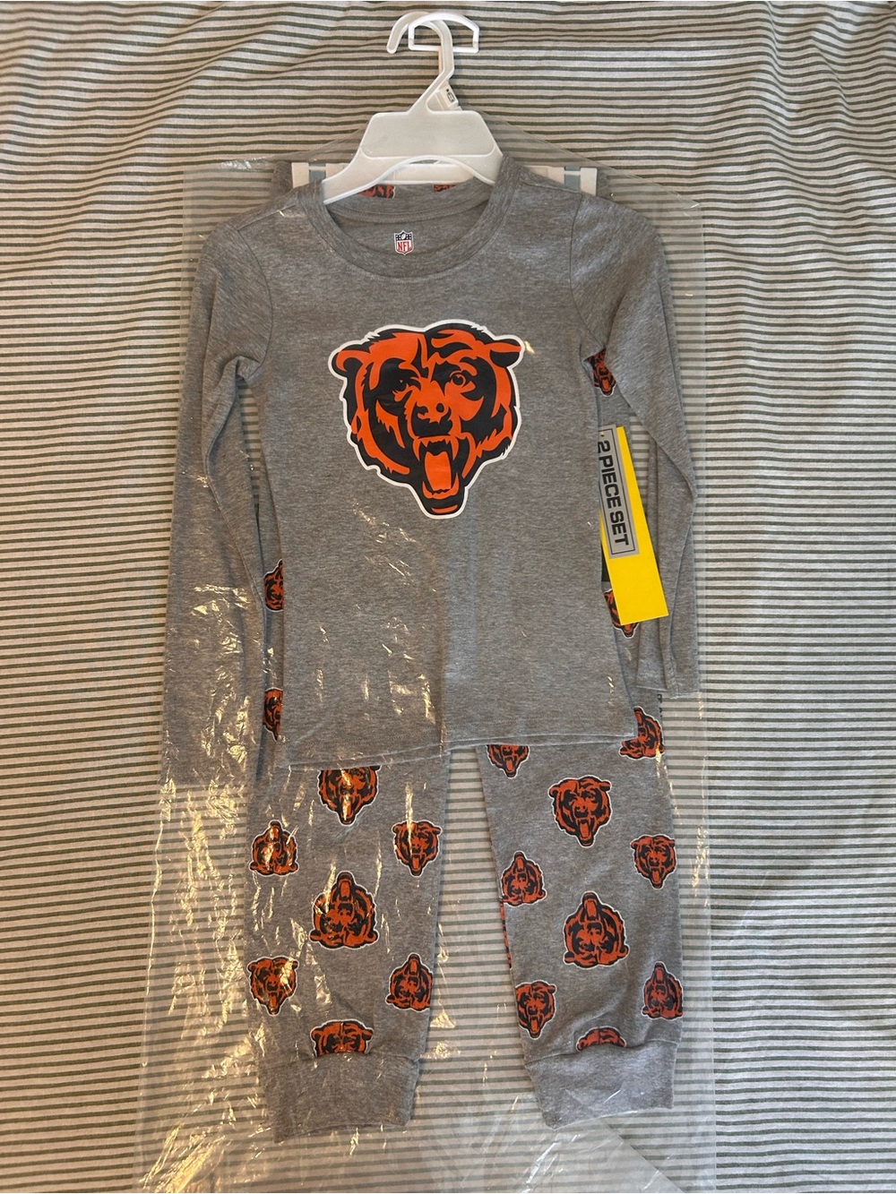 NFL Chicago Bears Gray and Orange Kids 2-Piece Pajama Set